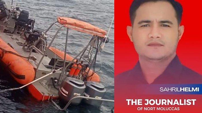 SAHRIL HELMI - Kondisi speedboat RIB 04 milik Basarnas Ternate, Maluku Utara setelah mengalami kecelakaan. berdasarkan data Basarnas Ternate, sebanyak 7 orang selamat, 3 orang meninggal dunia, dan 1 masih dalam pencarian, Senin (3/2/2025). Foto Jurnalis Metro TV Sahril Helmi yang ikut jadi korban dalam insiden tersebut, masih dalam pencarian. (Foto Basarnas Ternate) (Foto Instagram @sahrilhelmi) (TribunTernate.com/istimewa)