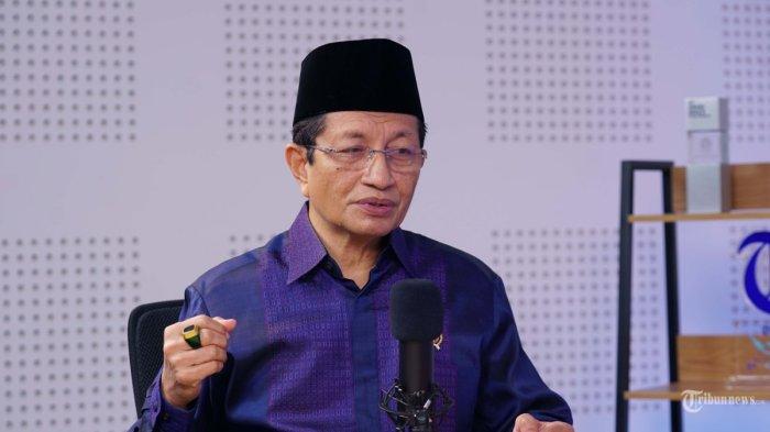AWAL PUASA - Menteri Agama RI Nasaruddin Umar melakukan sesi wawancara khusus dengan Direktur Pemberitaan Tribun Network Febby Mahendra Putra di Studio Tribun Network, Jalan Palmerah Selatan, Jakarta Pusat, Selasa (28/1/2025).