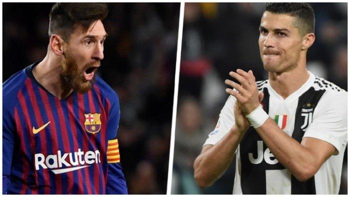 Lionel Messi saat masih berseragam Barcelona dan Cristiano Ronaldo yang membela Juventus.