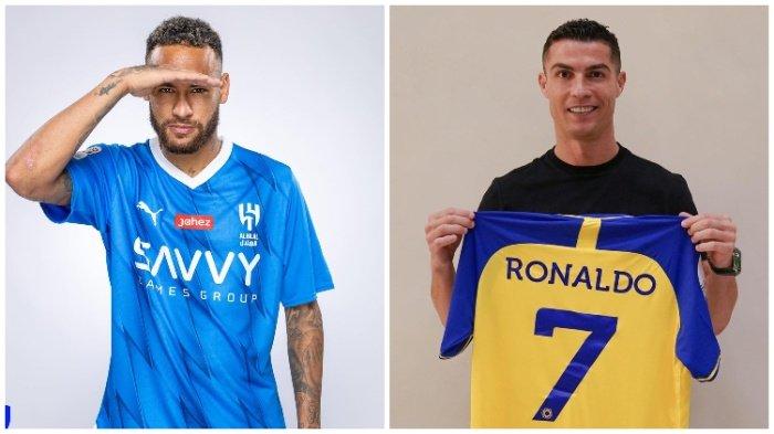 KOLASE FOTO Neymar Jr yang berseragam Al Hilal dan Cristiano Ronaldo yang membela Al Nassr