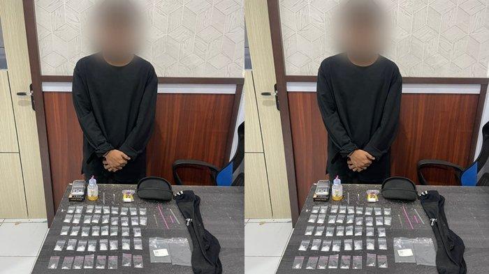 HUKUM: erduga pelaku dan barang bukti narkoba saat diamankan anggota Satnarkoba Polres Ternate, Selasa (24/6/2025)