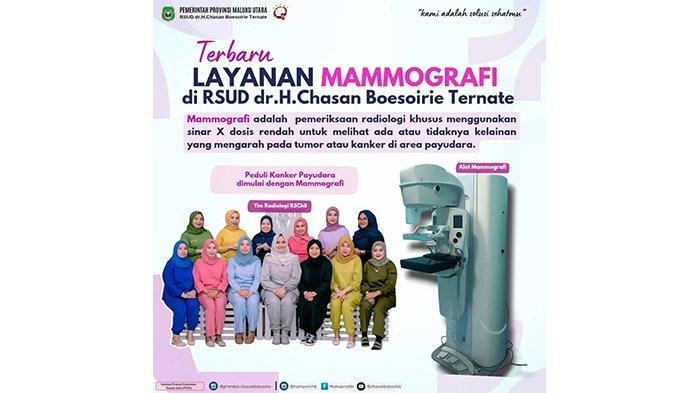 LAYANAN MAMMOGRAFI - Flayer di Instagram @promkes.chasanboesoirie, dikutip TribunTernate.com pada Kamis (27/2/2025).