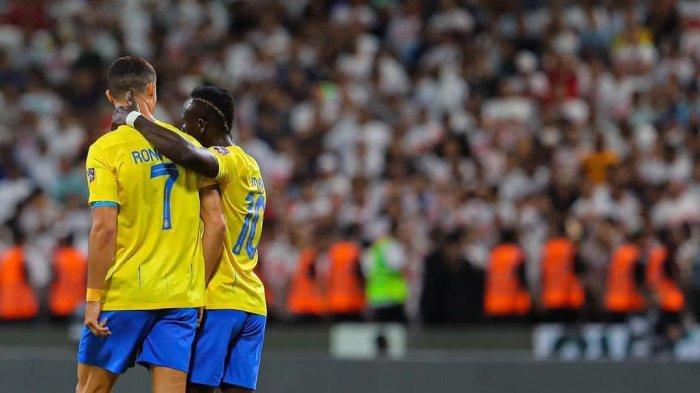 Sadio Mane dan Cristiano Ronaldo dalam pertandingan Al Nassr vs Zamalek di Arab Club Champions Cup, Kamis (3/8/2023).