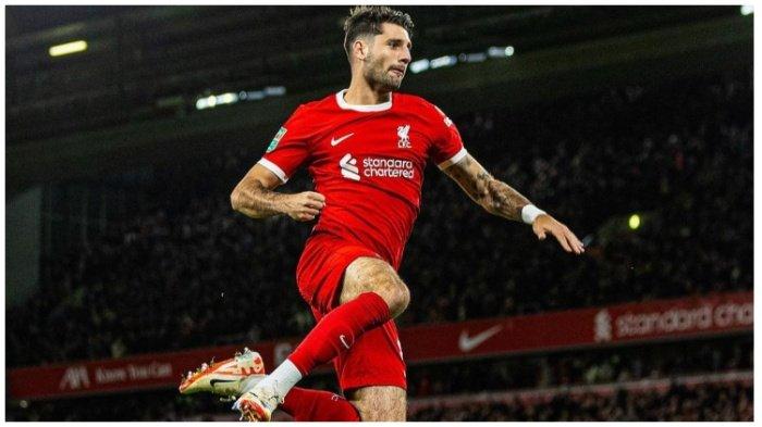 Dominik Szoboszlai saat kemenangan 3-1 Liverpool atas Leicester City dalam putaran ketiga EFL Cup alias Carabao Cup pada Rabu (27/9/2023) malam waktu setempat di Anfield Stadium.