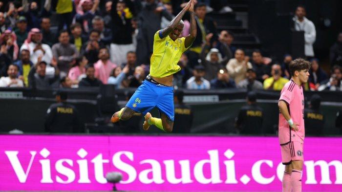 Anderson Talisca melakukan selebrasi Siu a la Cristiano Ronaldo dalam kemenangan 6-0 Al Nassr atas Inter Miami, laga persahabatan Riyadh Season Cup 2024, Kamis (1/2/2024) malam waktu setempat.