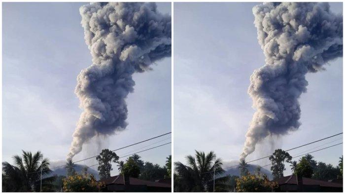 IBU - Pemandangan Gunung Ibu di Kabupaten Halmahera Barat, Maluku Utara, Rabu (15/1/2025). Halbar memiliki 165 pulau. 
