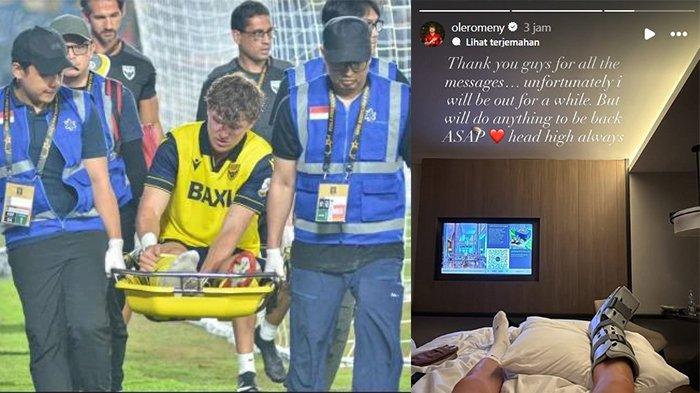 CEDERA - Ole Romeny pastikan absen usai cedera di laga Arema FC vs Oxford United. Penyerang Timnas Indonesia itu berjanji akan berjuang pulih secepatnya.