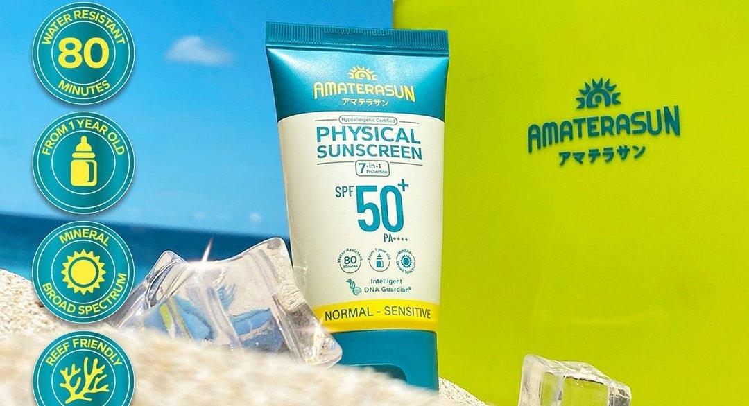 Amaterasun Physical Sunscreen, rekomendasi salah satu sunscreen waterproof.