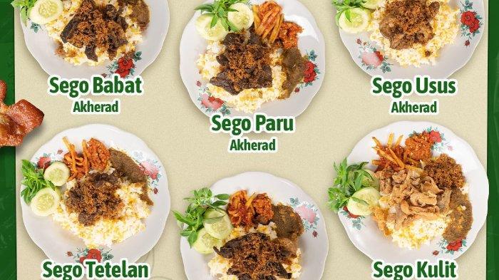Aneka menu makanan di Sego Akherad