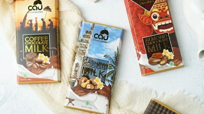 Berbagai varian rasa cokelat di Krisna Bali, pusat oleh-oleh di Kecamatan Denpasar Barat, Kabupaten Denpasar, Bali.