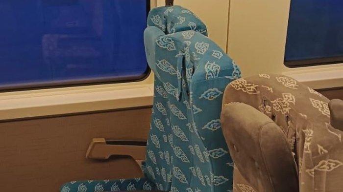 Beredar sebuah unggahan di X yang menyebut bantal sandaran kursi Kereta Cepat, Whoosh hilang.