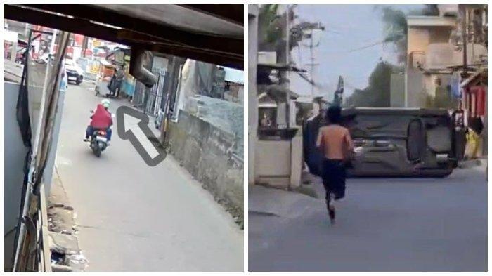 Pengendara mobil yang menabrak penjual kupat tahu di Kabupaten Bandung, Provinsi Jawa Barat, sempat kabur setelah kejadian, Minggu (19/5/2024).