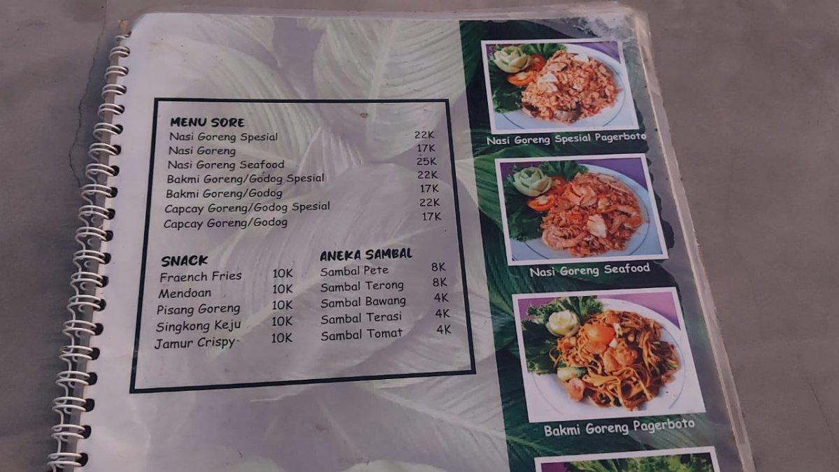 Daftar menu di Semesta Pagerboto, Sukoharjo Jawa Tengah