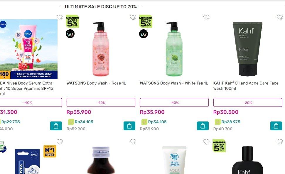 Deretan promo terbaru dari Watsons yang ada di website.