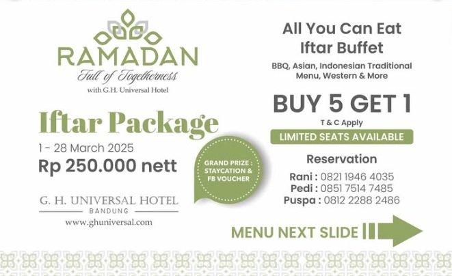 GH Universal Hotel Bandung, salah satu hotel yang menawarkan AYCE di Bandung, Jawa Barat