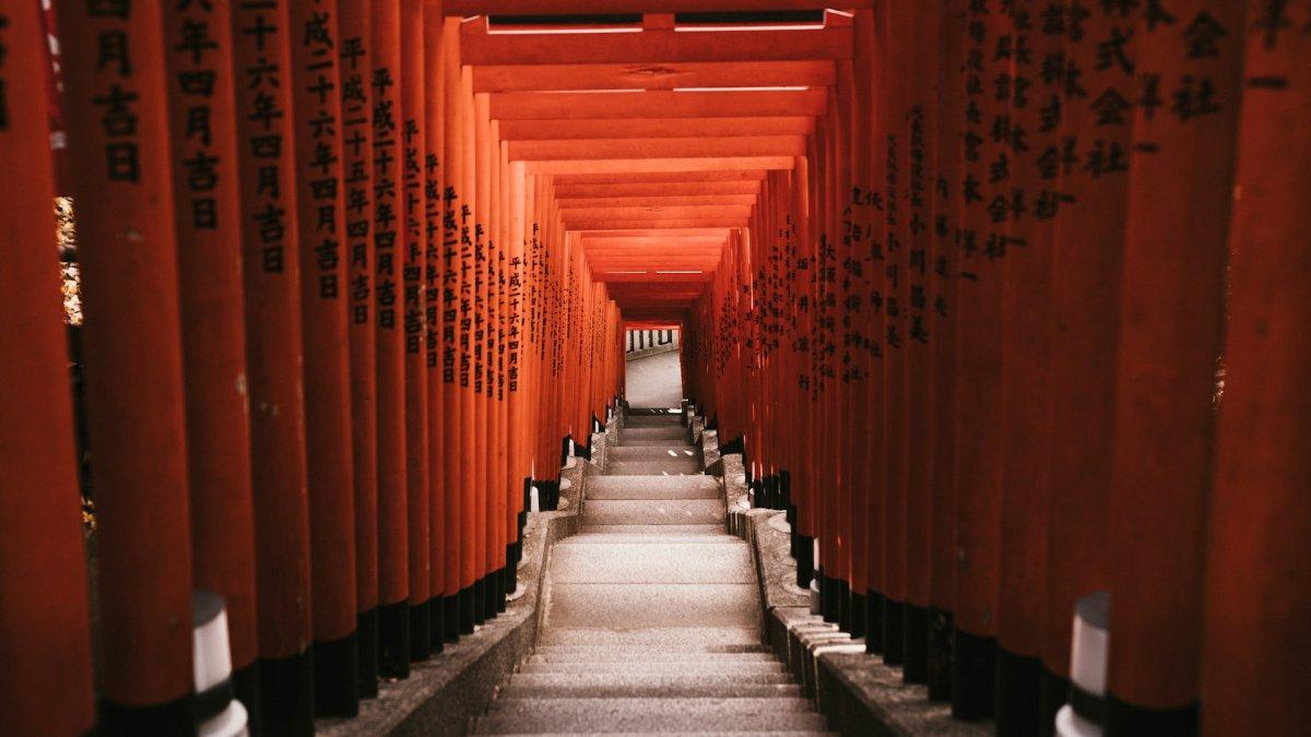Gerbang Torii di Kuil Hie, satu tempat wisata di Tokyo Jepang yang terkenal estetik dan cocok dikunjungi fotografer.