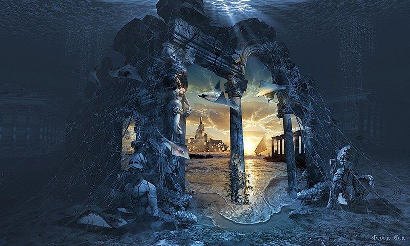 Ilustrasi penggambaran Kota Atlantis yang hilang