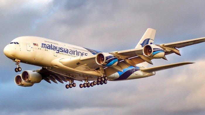 Ilustrasi pesawat Malaysia Airlines yang sedang mengudara.