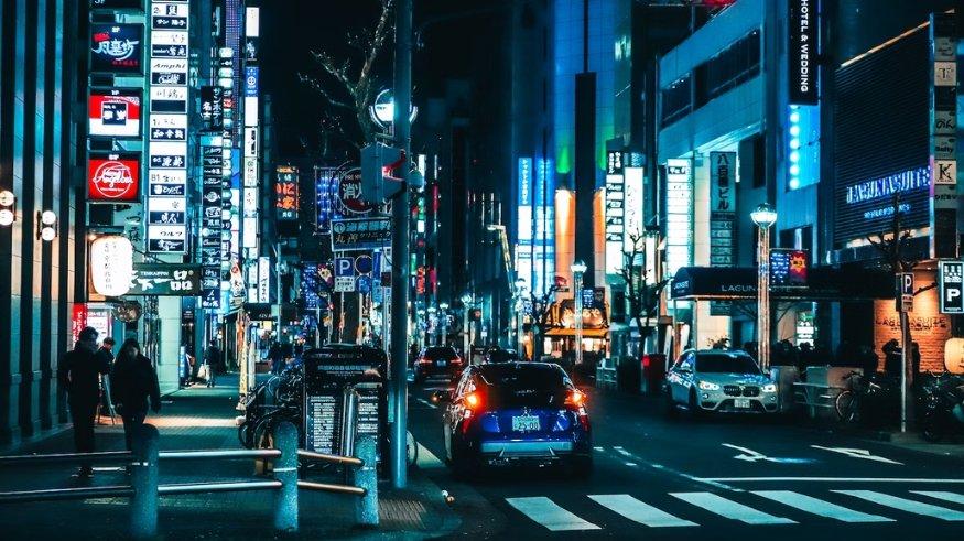 Jalanan di Kota Nagoya, Jepang.