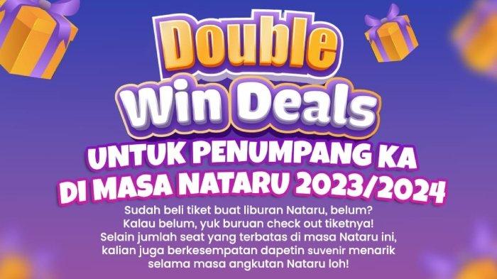 KAI gelar program Double Win Deals dengan bagi-bagi ribuan suvenir kaus dan tumbler gratis untuk penumpang.
