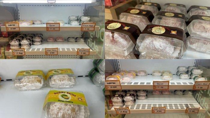 KULINER BOGOR - Berbagai varian mochi tersedia di lemari pendingin Rumah Mochibo, Bogor. Mochi ini memiliki tekstur kenyal dan lembut dengan isian beragam seperti durian, cokelat, hingga matcha azuki.