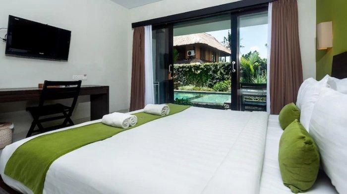 Kamar penginapan di Kamandhani Hotel Ubud, Bali.