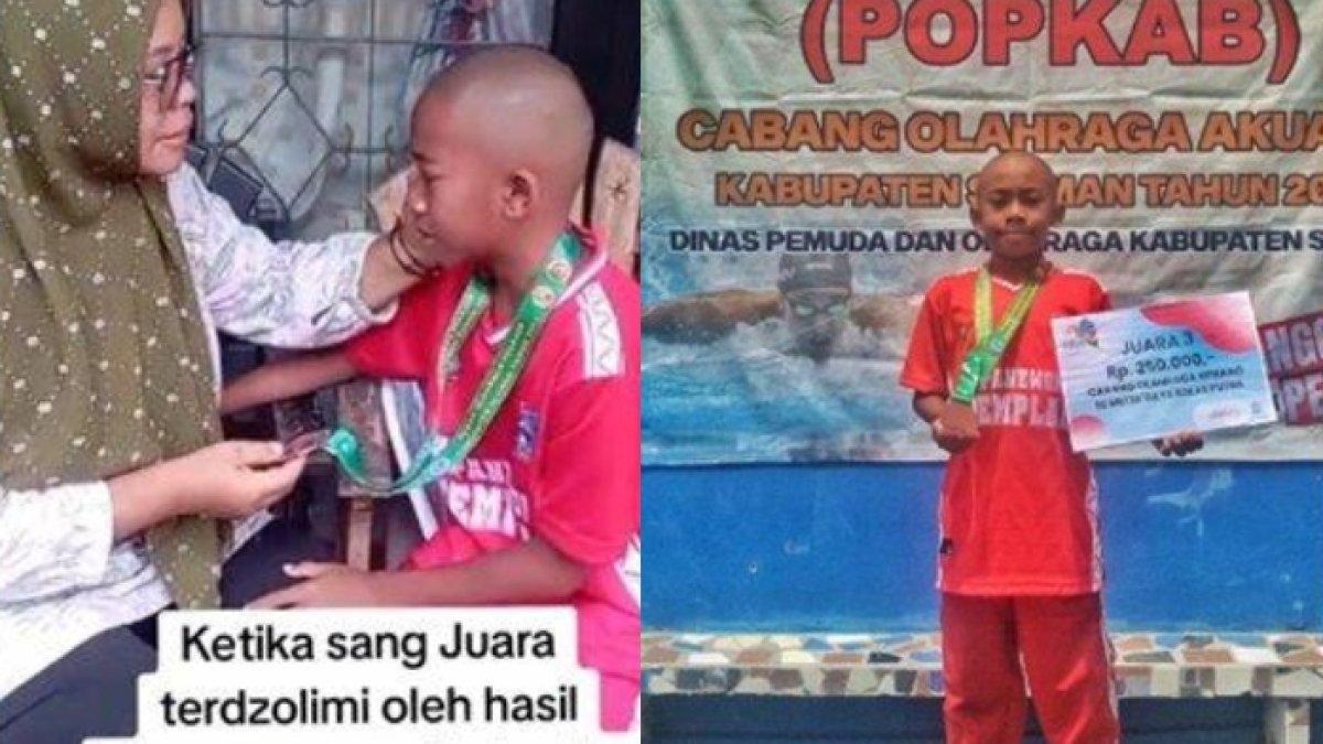 Kisah pilu Egi, bocah asal Sleman, jadi peserta renang tercepat kedua, namun namanya dicoret dari daftar juara.