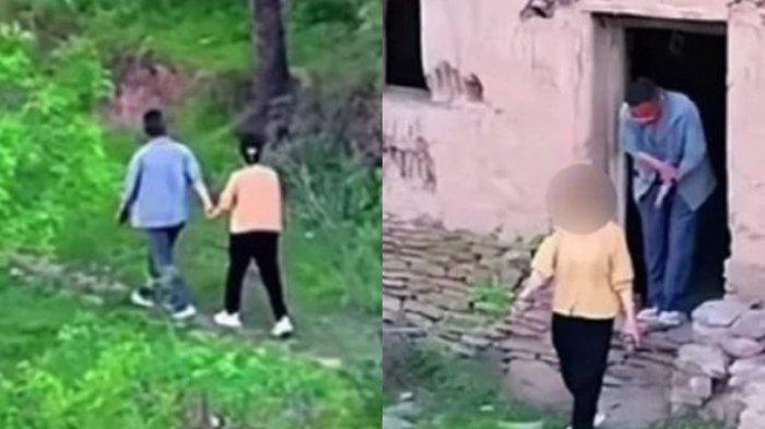 Kolase foto seorang istri dari pria China selingkuh dengan bosnya, ketahuan setelah dimata-matai sang suami pakai drone.