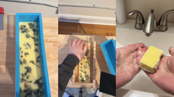 Kolase pria bikin sabun mandi dari lemak tubuhnya. Viral aksi influencer pria bikin sabun mandi dari lemak tubuhnya setelah melakukan prosedur sedot lemak.