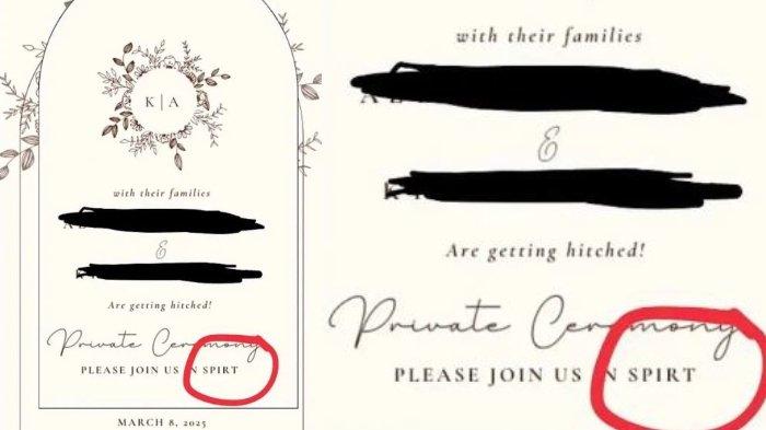Kolase undangan pernikahan yang salah cetak hingga membuat calon pengantin dicap serakah karena hanya mengharap hadiah dari tamu yang tidak diungan.