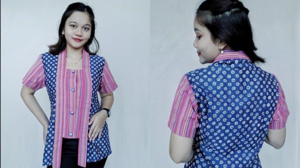 Kombinasi motif batik cap dan garis dari Tlenik Arts ini cocok untuk tampilan formal maupun santai.