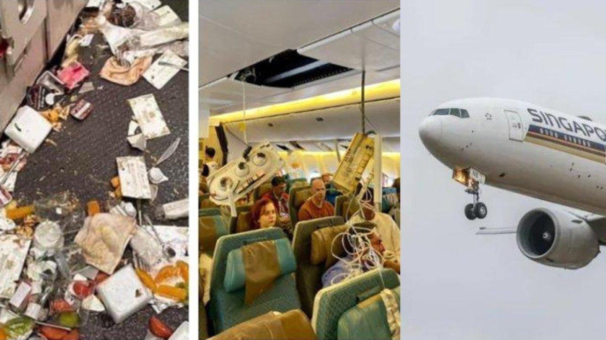 Kondisi kabin Singapore Airlines saat turbulensi terjadi.