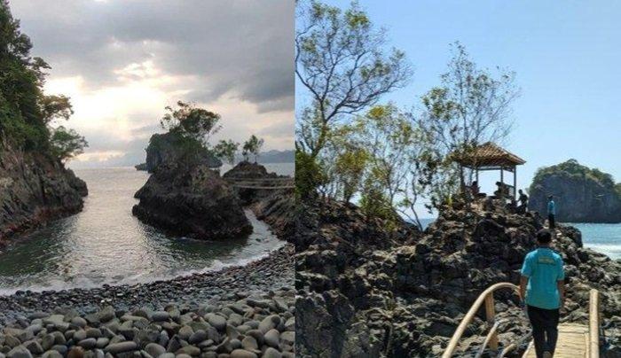 Pantai Lembah Watu Pawon di Desa Nglebeng, Kecamatan Panggul, Kabupaten Trenggalek, Jawa Timur.
