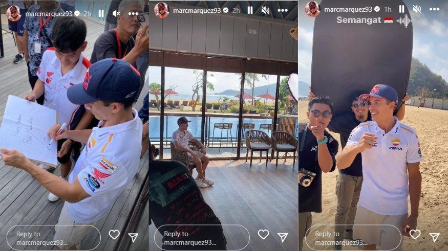 Marc Marquez belajar bahasa Indonesia untuk pengambilan gambar.