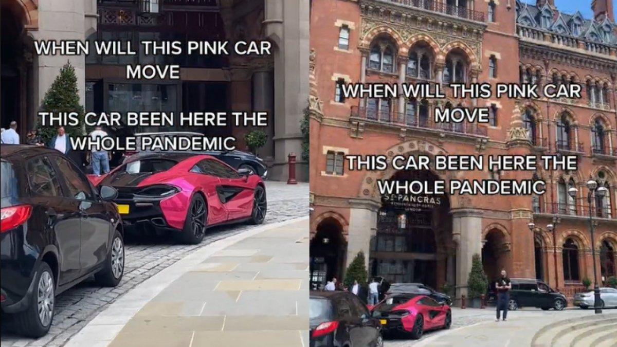 McLaren 570 berwarna merah muda diparkir di luar St Pancras Renaissance Hotel selama 4 tahun.
