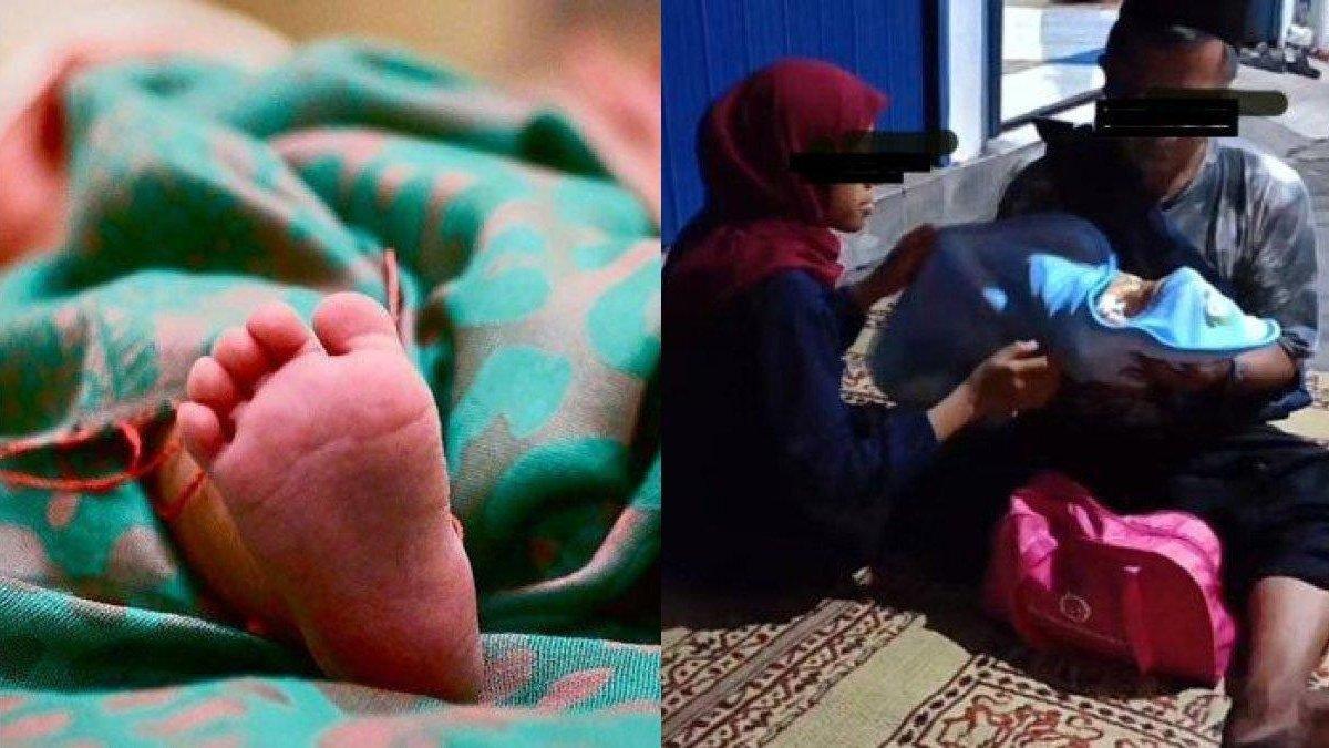 Momen pasangan suami istri jalan kaki dari Jogja menuju Tegal bawa bayi usia satu minggu.