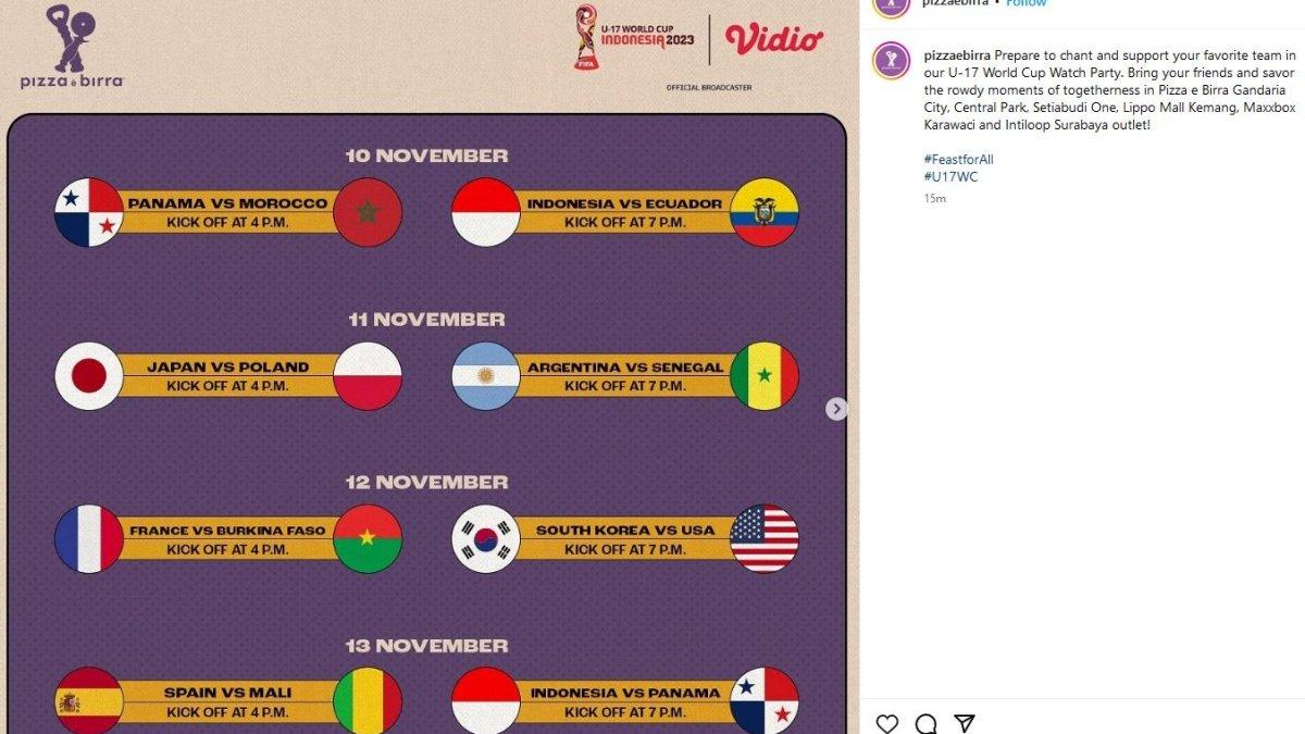 Pizza e Birra menjadi salah satu tempat nobar Piala Dunia U17 di Jakarta.