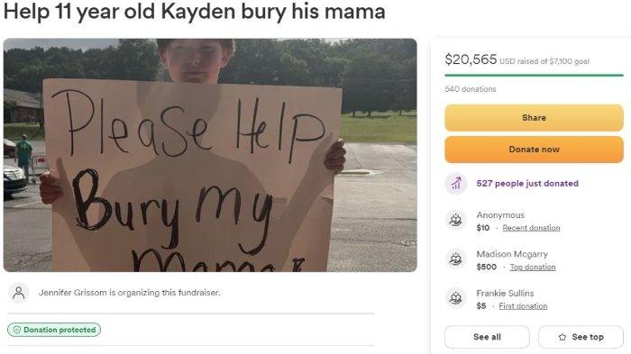 Open donasi untuk Kayden Ely. Viral bocah 11 tahun berdiri di samping rel kereta api minta donasi uang untuk menguburkan ibunya.
