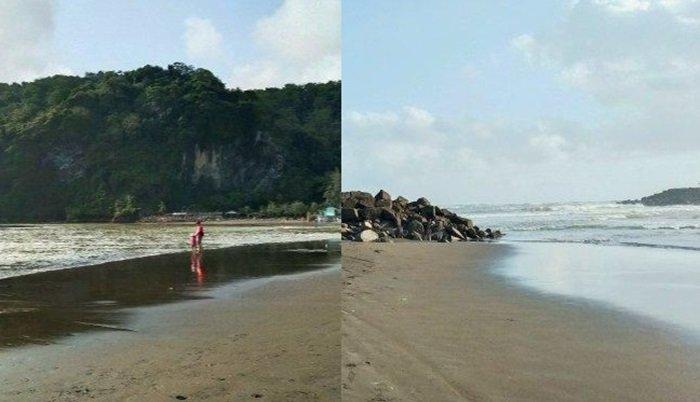 Potret keindahan Pantai Sodong di Desa Karangbenda, Kecamatan Adipala, Kabupaten Cilacap, Jawa Tengah.