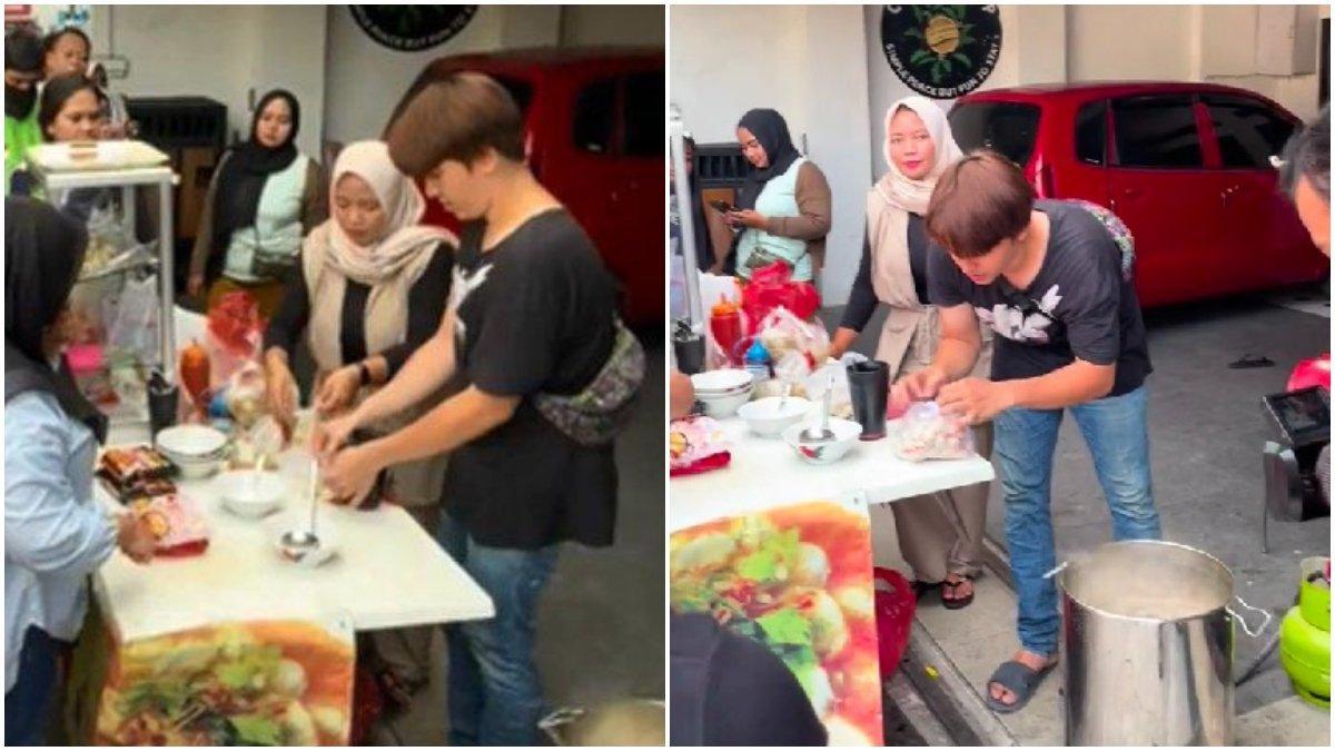 Pantas saja gerobak cilok di Depok ini viral diserbu emak-emak, ternyata penjualnya seorang sosok pemain sinetron GGS.