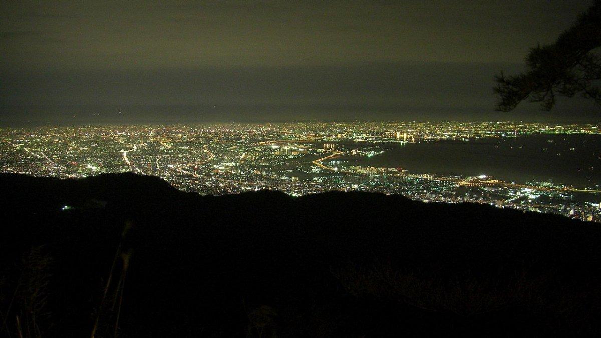 Pemandangan Kobe Jepang dari Gunung Rokko.