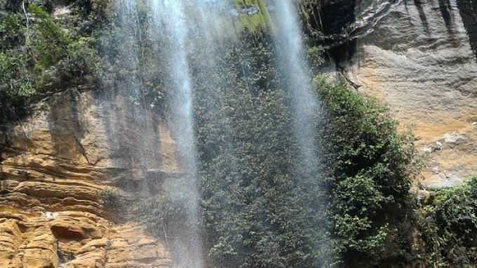 Pemandangan di objek wisata Cuhup Gunung Nyawe di Kabupaten Lahat, Sumatera Selatan.