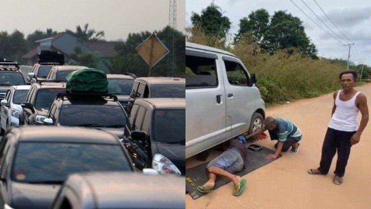Pemudik asal Muara Bungo Jambi yang perjalanannya terhambat selama 17 jam di Jembatan Sungai Teras BTS Ulu Jalur Alternatif PALI- Musirawas.