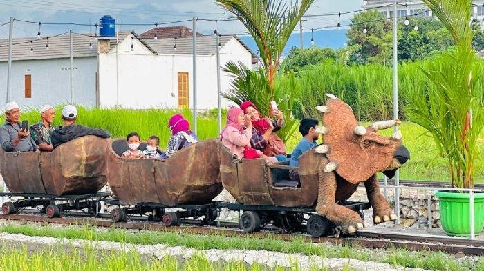 Pengunjung berwisata ke Senyum Tamanan, tempat wisata kids friendly di Kecamatan Banguntapan, Kabupaten Bantul, Jogja.