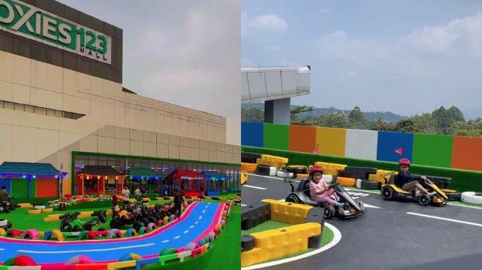 Pengunjung nyobain wahana permainan di City Garden Eat and Play Kecamatan Bogor Timur, Bogor, Jawa Barat.