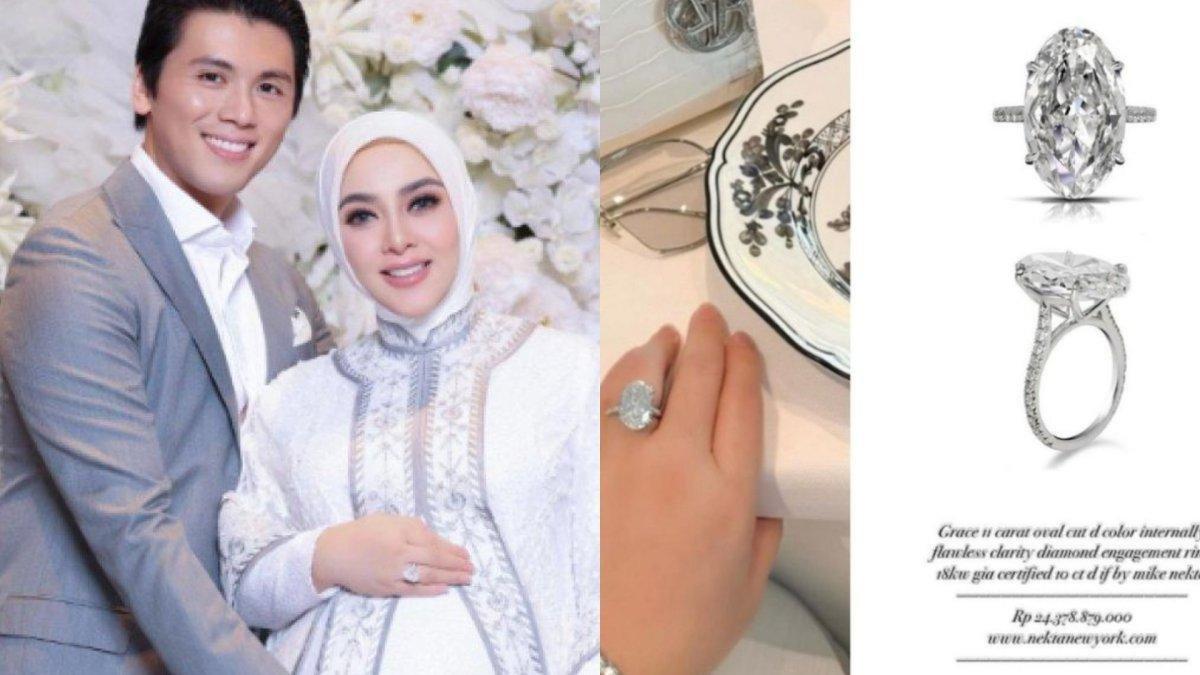 Potret cincin Syahrini di acara 7 bulanan, hadiah dari Reino Barack?