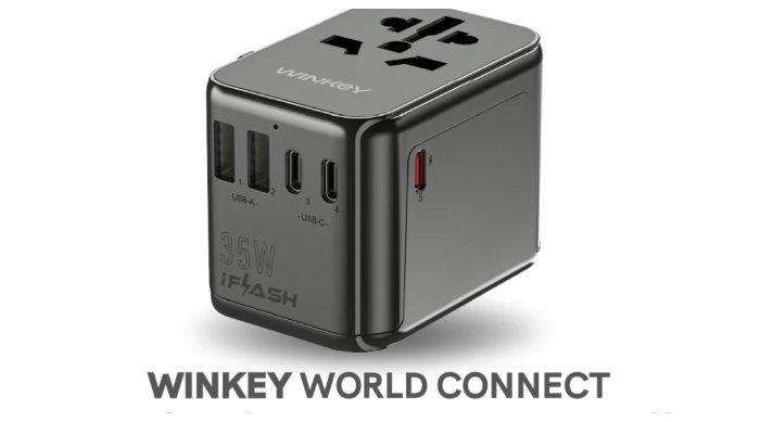 Produk adapter dari merk Winkey Universal Travel Adaptor 35W PPS 5 Port USB & USB C PD -UTA02