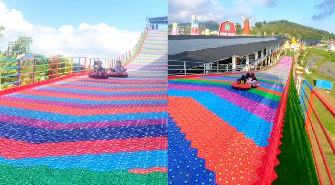 Wahana Rainbow Slide Florawisata Santerra, Malang, Jawa Timur.