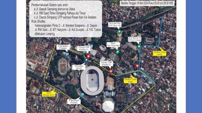 Rekayasa lalu lintas Kota Solo, Jawa Tengah pada 15-18 Mei 2024 dalam acara HUT ke-44 Dekranas dan Hari Kesatuan Gerak (HKG) ke-52 PKK.