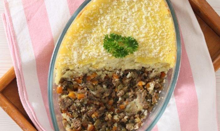 Bake mashed potato crumb.